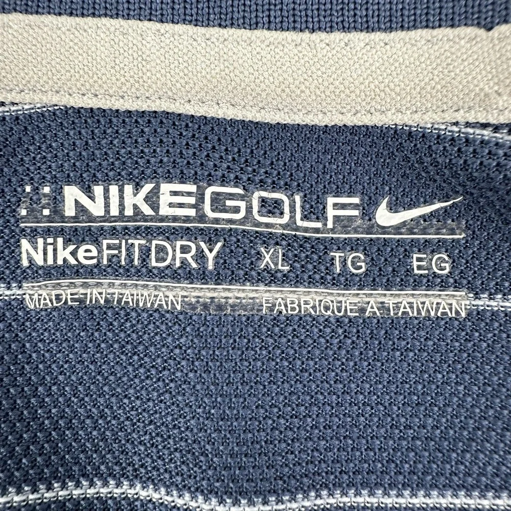 Nike Golf Fit Dry Polo Shirt Men XL Blue Green Stripes Logo X-Large Performance‎